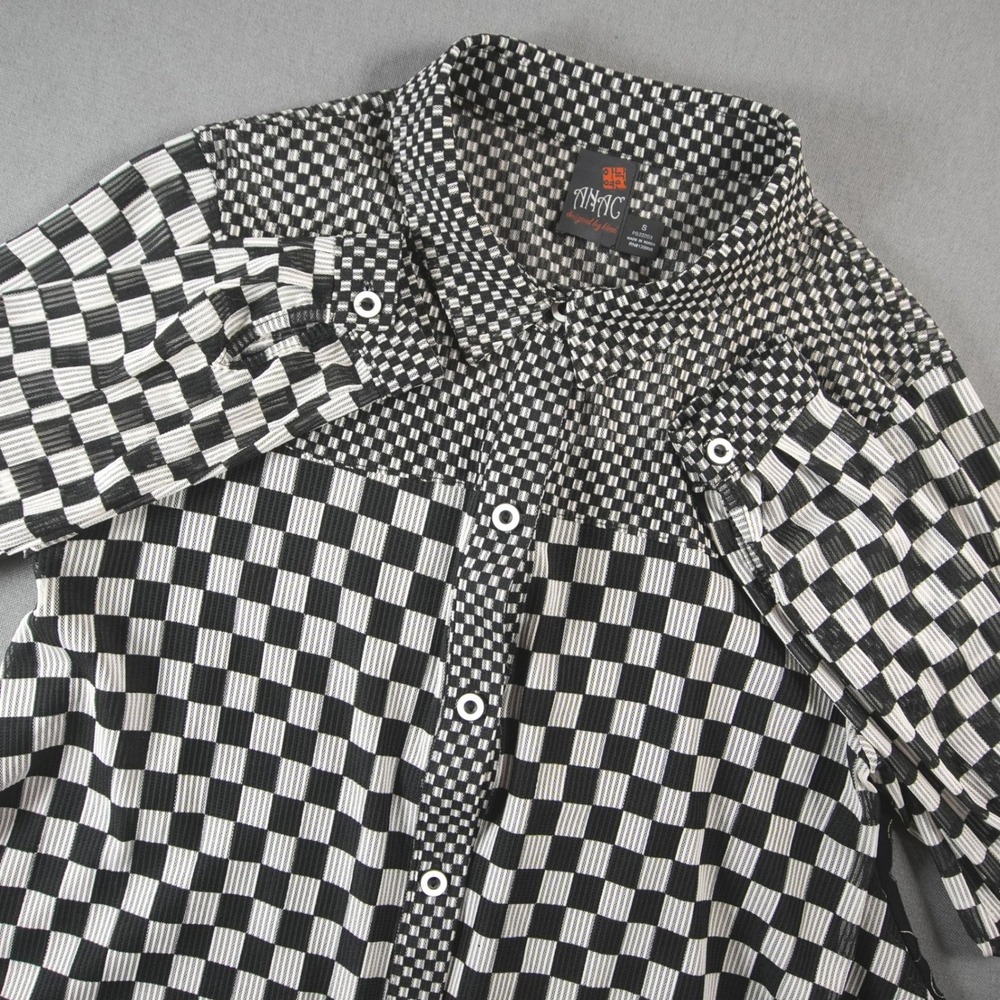 ANAC Retro Check Dress Women Button Down Shirt Long Sleeve Collard Women Dress S